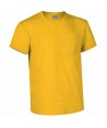 Camiseta manga corta de algodón de cuello redondo con bolsillo color Amarillo girasol