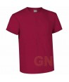 Camiseta manga corta de algodón de cuello redondo con bolsillo color Granate