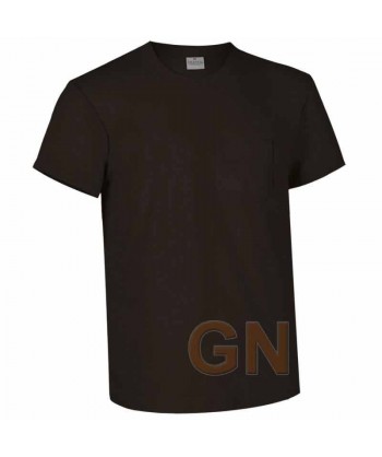 Camiseta manga corta de algodón de cuello redondo con bolsillo color Negro