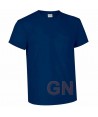 Camiseta manga corta de algodón de cuello redondo con bolsillo color marino