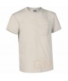 Camiseta manga corta de algodón de cuello redondo con bolsillo color Arena