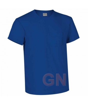 Camiseta manga corta de algodón de cuello redondo con bolsillo color Royal