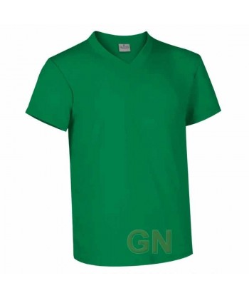 Camiseta cuello pico de manga corta Verde kelly