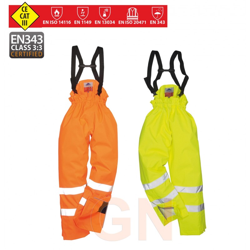 Pantalón impermeable e ignífugo de alta visibilidad y antiestático