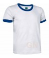 Camiseta de algodón de manga corta bicolor Color blanco/azul