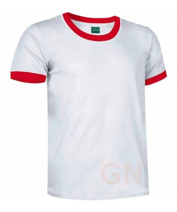 Camiseta de algodón de manga corta bicolor Color blanco/rojo