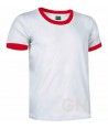 Camiseta de algodón de manga corta bicolor Color blanco/rojo
