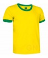 Camiseta de algodón de manga corta bicolor Color amarillo/verde kelly
