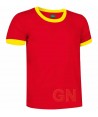 Camiseta de algodón de manga corta bicolor Color rojo/amarillo
