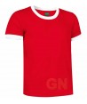 Camiseta de algodón de manga corta bicolor Color rojo/blanco