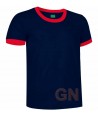 Camiseta de algodón de manga corta bicolor Color marino/rojo