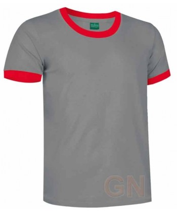 Camiseta de algodón de manga corta bicolor Color gris/rojo