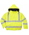 Cazadora acolchada, ignífuga, antiestática con protección química en alta visibilidad color amarillo flúor