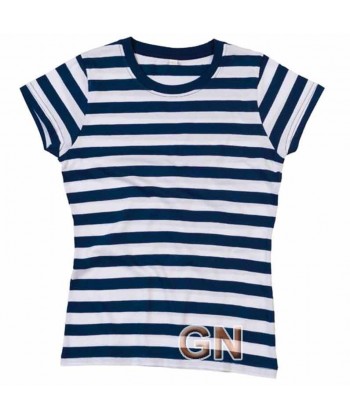 Camiseta manga corta a rayas para mujer