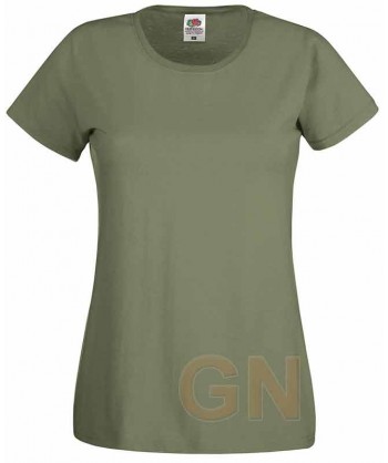 Camiseta manga corta de Fruit of the Loom para mujer Color verde oliva