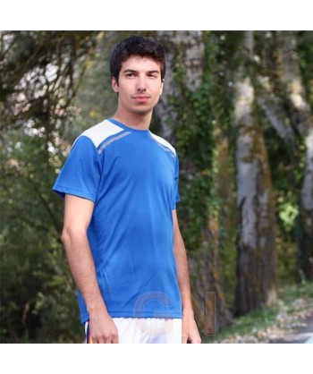 Camiseta transpirable de manga corta y cuello redondo para deporte color azul