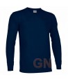 Camiseta de algodón de manga larga y cuello redondo -Adulto y niño-