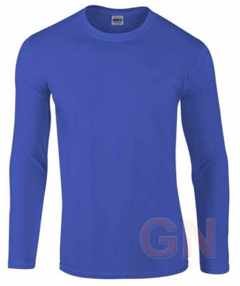 Camiseta de algodón de manga larga y cuello redondo color royal