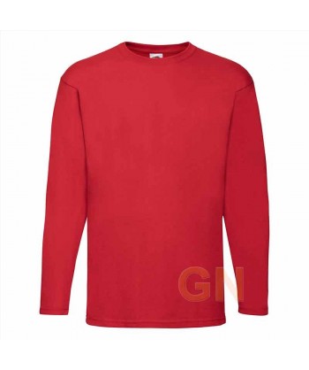 Camiseta de algodón de manga larga Fruit of the Loom  color rojo