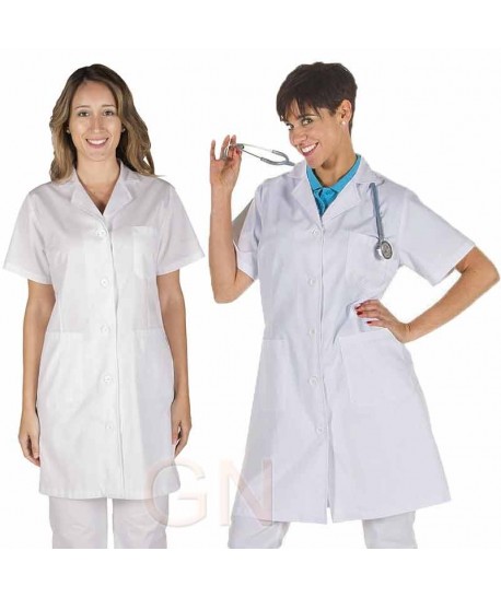 Bata sanitaria de señora semi ajustada y manga corta