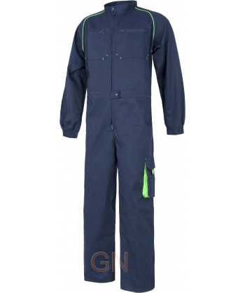Buzo de deportivo multibolsillos bicolor azul marino/verde flúor