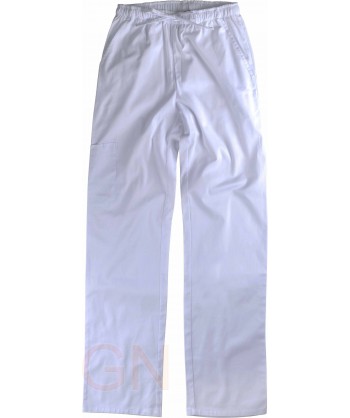 Conjunto sanitario elástico de casaca y pantalón color blanco