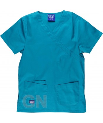 Conjunto sanitario elástico de casaca y pantalón color turquesa