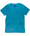 Conjunto sanitario elástico de casaca y pantalón color turquesa