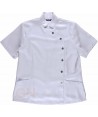 Casaca sanitaria mujer de manga corta y cuello mao color blanco