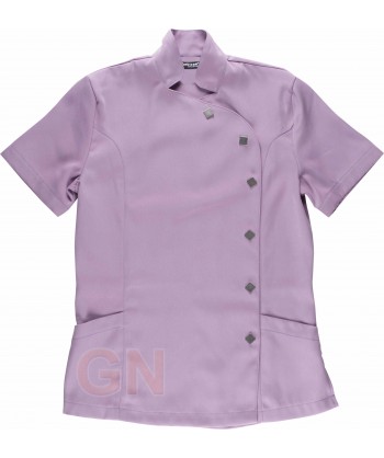 Casaca sanitaria mujer de manga corta y cuello mao color malva