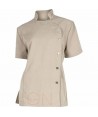 Casaca sanitaria mujer de manga corta y cuello mao color beige