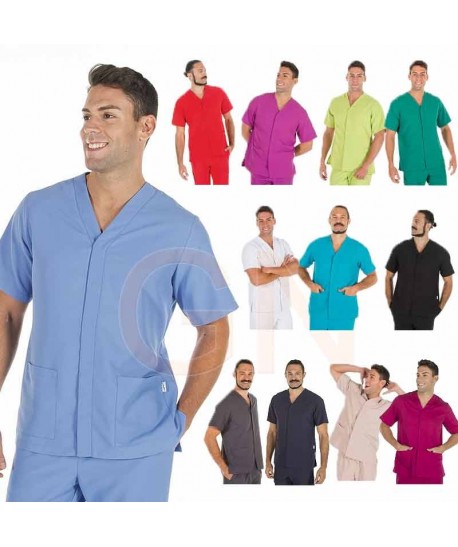 Chaqueta sanitaria abierta de microfibra estampada para hombre