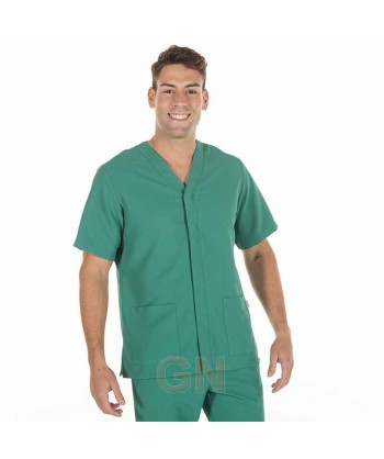 Chaqueta sanitaria abierta de microfibra para hombre color verde