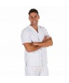Chaqueta sanitaria abierta de microfibra para hombre color blanco
