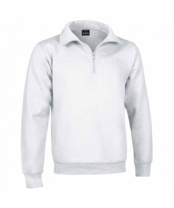 Sudadera de felpa con media cremallera color blanco