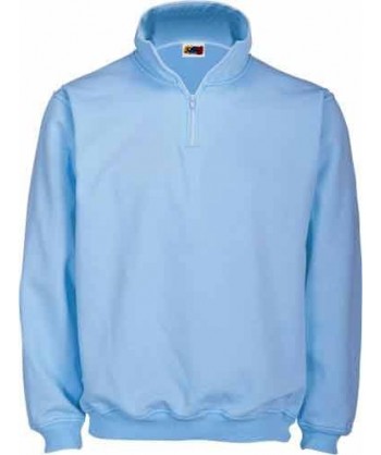 Sudadera con media cremallera color celeste