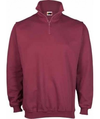 Sudadera con media cremallera color burdeos