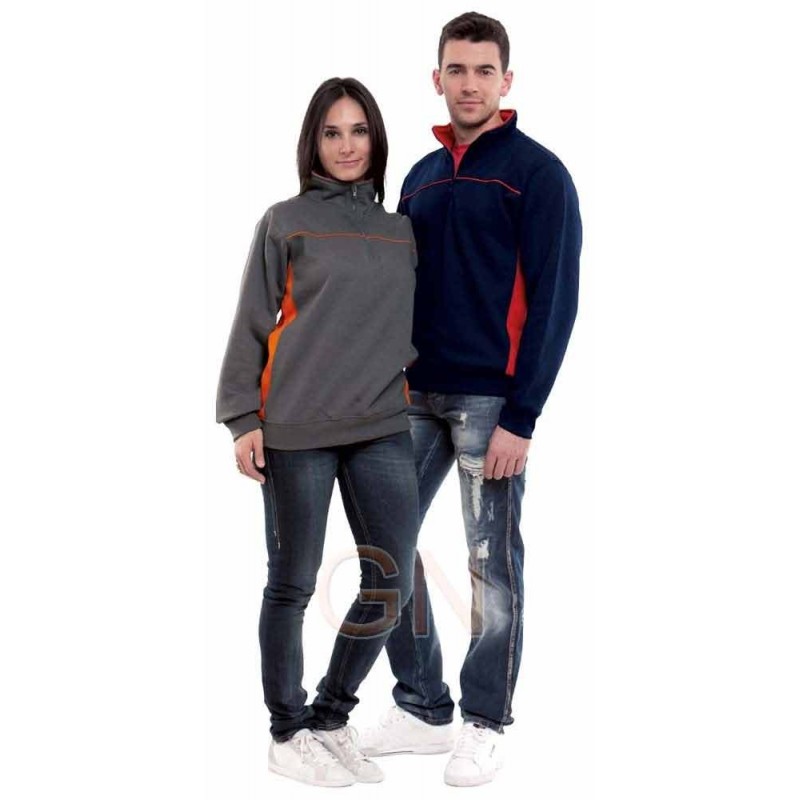Sudadera bicolor media cremallera