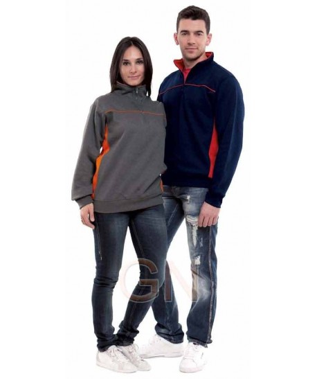 Sudadera bicolor media cremallera