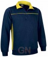 Sudadera bicolor media cremallera marino/amarillo
