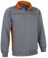 Sudadera bicolor media cremallera gris/naranja