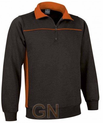 Sudadera bicolor media cremallera negro/naranja