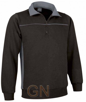 Sudadera bicolor media cremallera negro/gris
