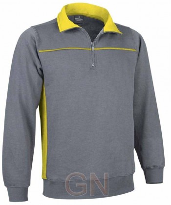 Sudadera bicolor media cremallera gris/amarillo