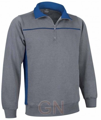 Sudadera bicolor media cremallera gris/royal