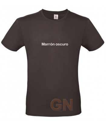 Camiseta de algodón manga corta y cuello redondo color marrón