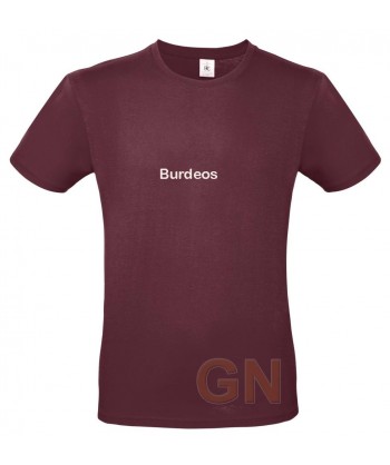 Camiseta de algodón manga corta y cuello redondo color burdeos