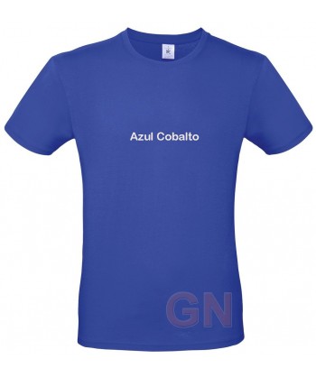 Camiseta de algodón manga corta y cuello redondo color azul cobalto