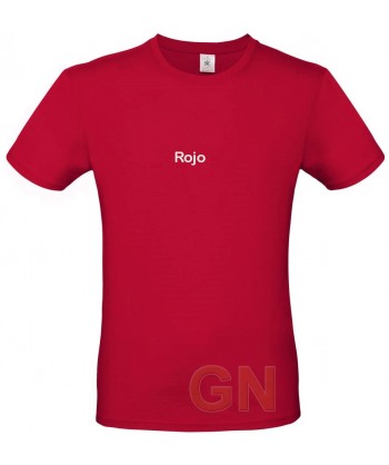 Camiseta de algodón manga corta y cuello redondo color rojo