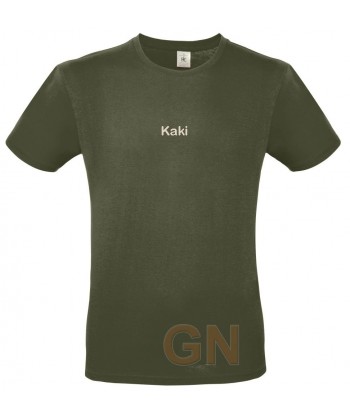 Camiseta de algodón manga corta y cuello redondo color kaki